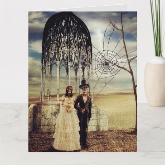 KAART VAN GOTHISCHE SKELETONS WEDDING CONGRATULALA (Voorkant)