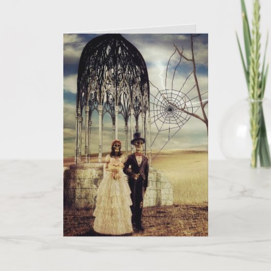 KAART VAN GOTHISCHE SKELETONS WEDDING CONGRATULALA (Voorkant)