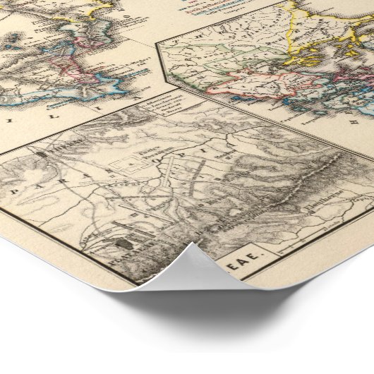 Kaart van Graecia, Macedonië, Thracia Poster (Hoek)