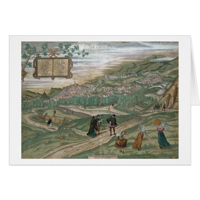 Kaart van Granada, van "Civitates Orbis Terrarum", (Voorkant Horizontaal)