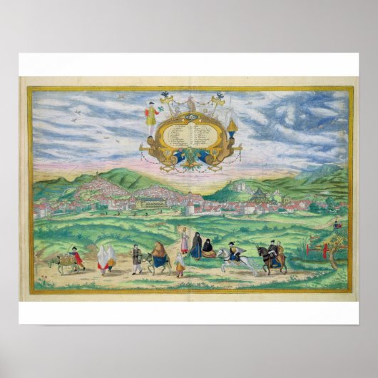Kaart van Granada, van "Civitates Orbis Terrarum" Poster (Voorkant)