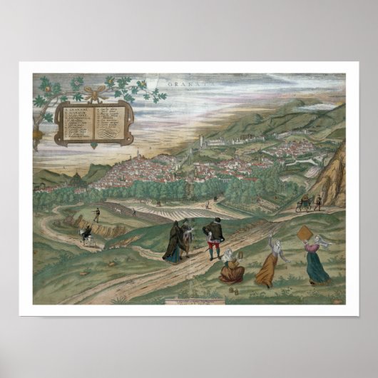 Kaart van Granada, van Civitates Orbis Terrarum, V Poster (Voorkant)