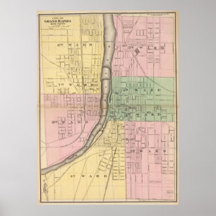 kaart van Grand Rapids Michigan (1873) Poster