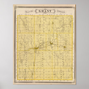 Kaart van Grant County Poster