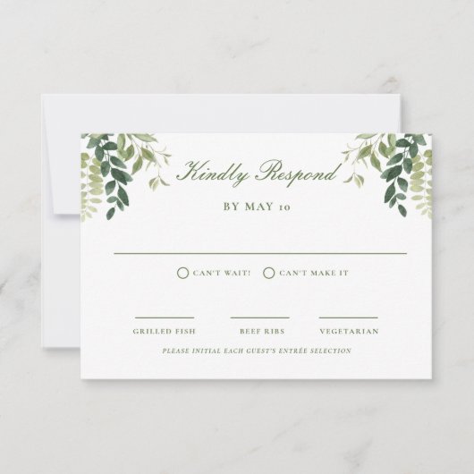 Kaart van Green Garden Wedding RSVP Response (Voorkant)