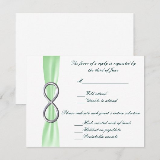 Kaart van Green Infinity Wedding Response (Voorkant / Achterkant)
