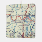  kaart van Greenfield MA Keramisch Ornament (Links)