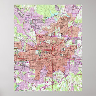  kaart van Greensboro North Carolina (1951) 2 Poster