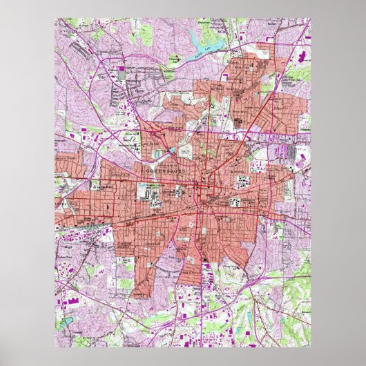  kaart van Greensboro North Carolina (1951) Poster (Voorkant)