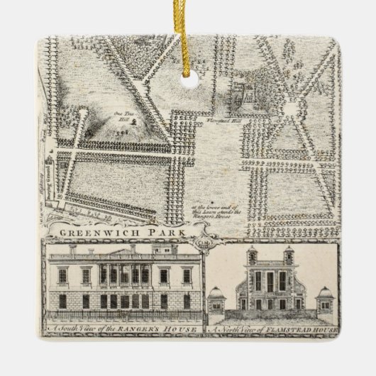 Kaart van Greenwich Park Keramisch Ornament (Voorkant)
