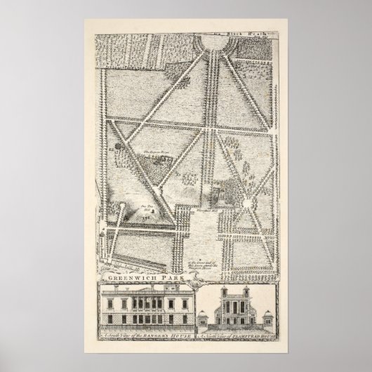 Kaart van Greenwich Park Poster (Voorkant)