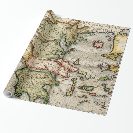  kaart van Griekenland (1596) Cadeaupapier (Uitgerold)