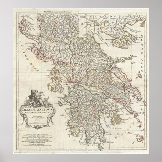  kaart van Griekenland (1794) Poster (Voorkant)