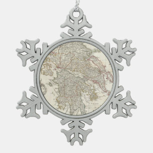 kaart van Griekenland (1794) Tin Sneeuwvlok Ornament