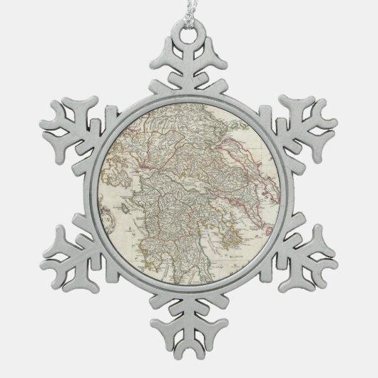  kaart van Griekenland (1794) Tin Sneeuwvlok Ornament (Voorkant)