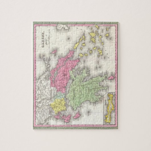 kaart van Griekenland (1853) Legpuzzel (Verticaal)