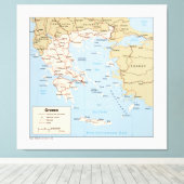 Kaart van Griekenland (1984) Canvas Afdruk (Insitu (Houten vloer))