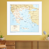 Kaart van Griekenland (1984) Canvas Afdruk (Insitu (Woonkamer))