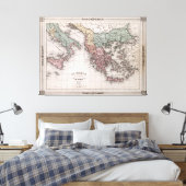 kaart van Griekenland en Italië (1852) Canvas Afdruk (Insitu (Slaapkamer))