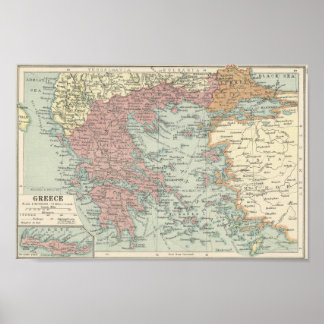  kaart van Griekenland Poster
