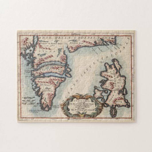 kaart van Groenland en IJsland (1694) Legpuzzel (Horizontaal)