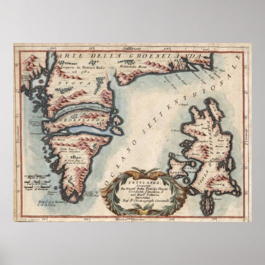  kaart van Groenland en IJsland (1694) Poster (Voorkant)