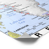 Kaart van Groenland zonder ijs Poster (Hoek)