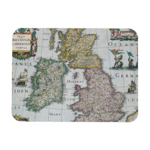 Kaart van Groot-Brittannië   1631 Magneet