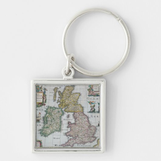 Kaart van Groot-Brittannië, 1631 Sleutelhanger (Voorkant)