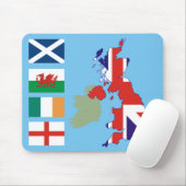 Kaart van Groot-Brittannië en vlaggen Muismat (Met muis)