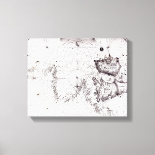 Kaart van Groot-Brittannië, Frankrijk en Spanje, Canvas Afdruk