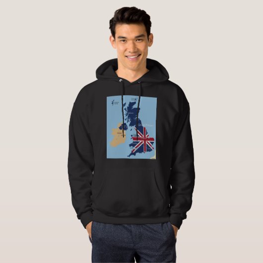 Kaart van Groot-Brittannië Mannen Hoodie (Voorkant volledig)