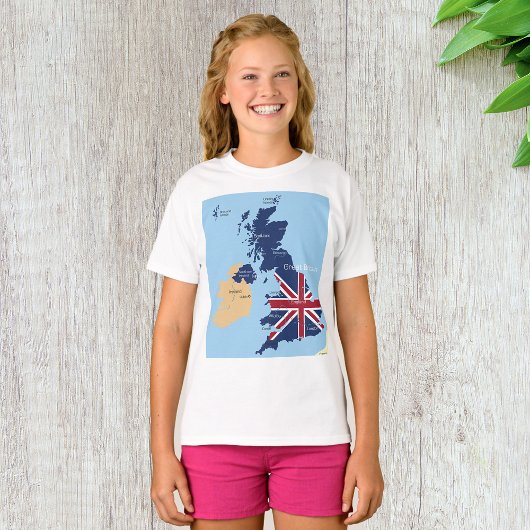 Kaart van Groot-Brittannië Meisjes T-shirt