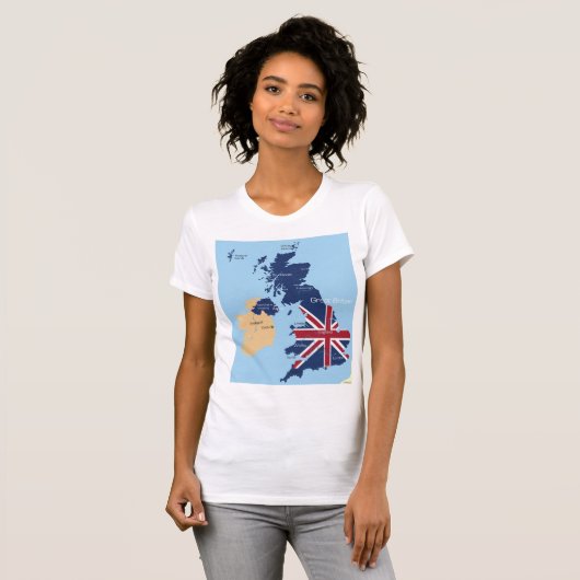 Kaart van Groot-Brittannië Vrouwen T-shirt (Voorkant volledig)