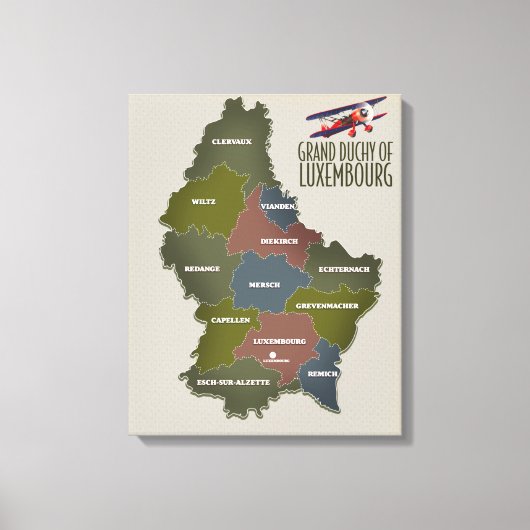 Kaart van groothertogdom Luxemburg Canvas Afdruk (Voorkant)