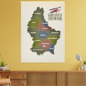 Kaart van groothertogdom Luxemburg Canvas Afdruk (Insitu (Woonkamer))