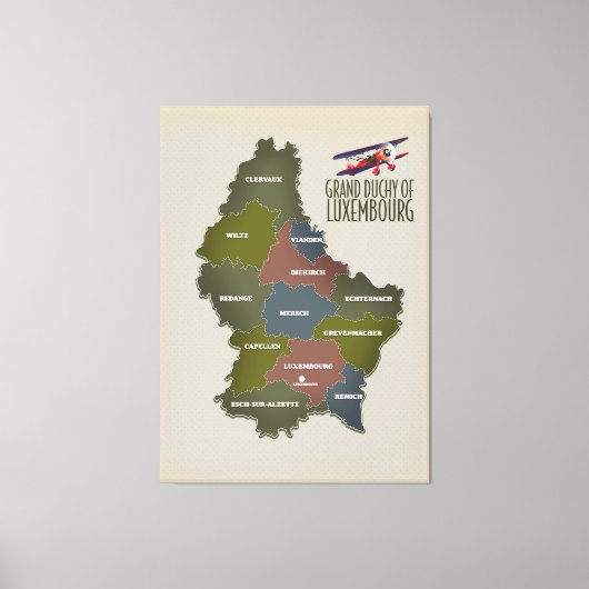 Kaart van groothertogdom Luxemburg Canvas Afdruk (Voorkant)