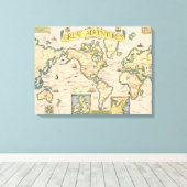 Kaart van grote avonturen canvas afdruk (Insitu (Houten vloer))