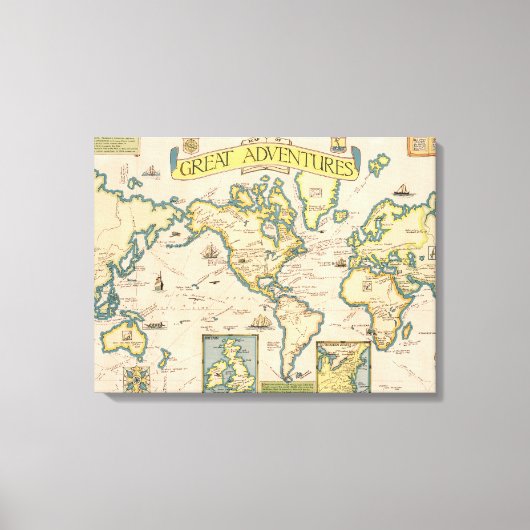 Kaart van grote avonturen canvas afdruk (Voorkant)