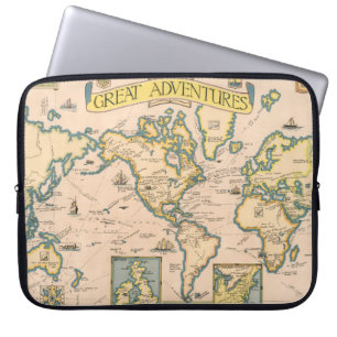 Kaart van grote avonturen laptop sleeve