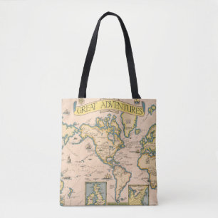 Kaart van grote avonturen tote bag