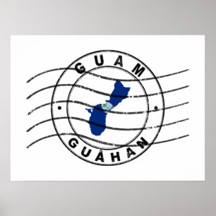 Kaart van Guam, poststempel Poster