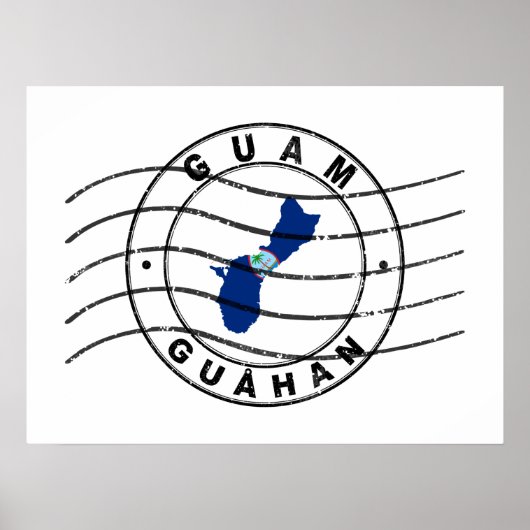 Kaart van Guam, poststempel Poster (Voorkant)