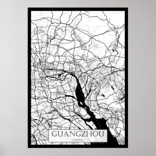 Kaart van Guangzhou China Poster