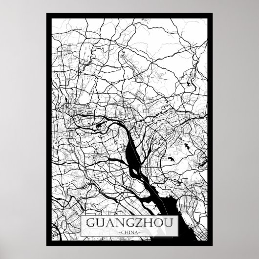 Kaart van Guangzhou China Poster (Voorkant)