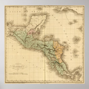 kaart van Guatemala (1825) Poster