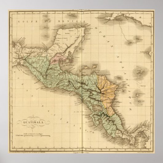  kaart van Guatemala (1825) Poster (Voorkant)