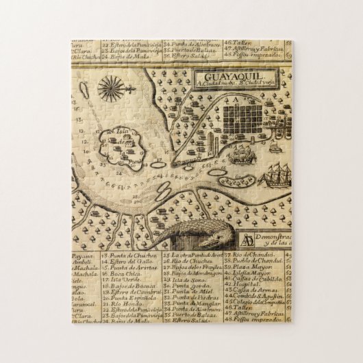Kaart van Guayaquil, Ecuador (1741) Legpuzzel (Verticaal)