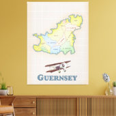 kaart van Guernsey Canvas Afdruk (Insitu (Woonkamer))