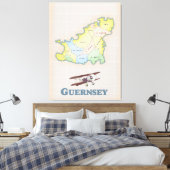 kaart van Guernsey Canvas Afdruk (Insitu (Slaapkamer))